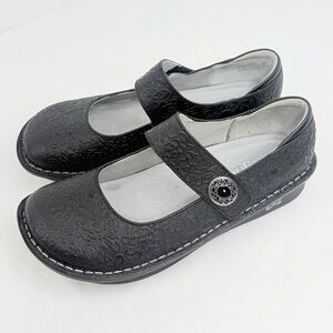 Alegria PALOMA 7507 Black Tooled Leather Mary Jane Support Comfort Orthotic Shoe